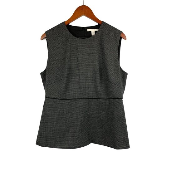 Hugo Boss Womens Sleeveless Peplum Top Size L Black & White Houndstooth Pattern - Picture 1 of 5